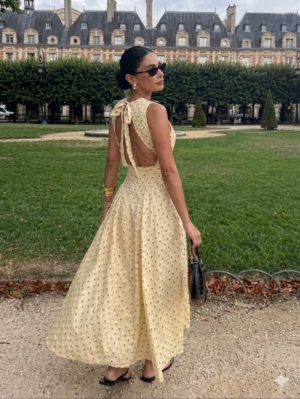 NWT H&M Open-Back Polka Dot Poplin Dress L SOLD OUT